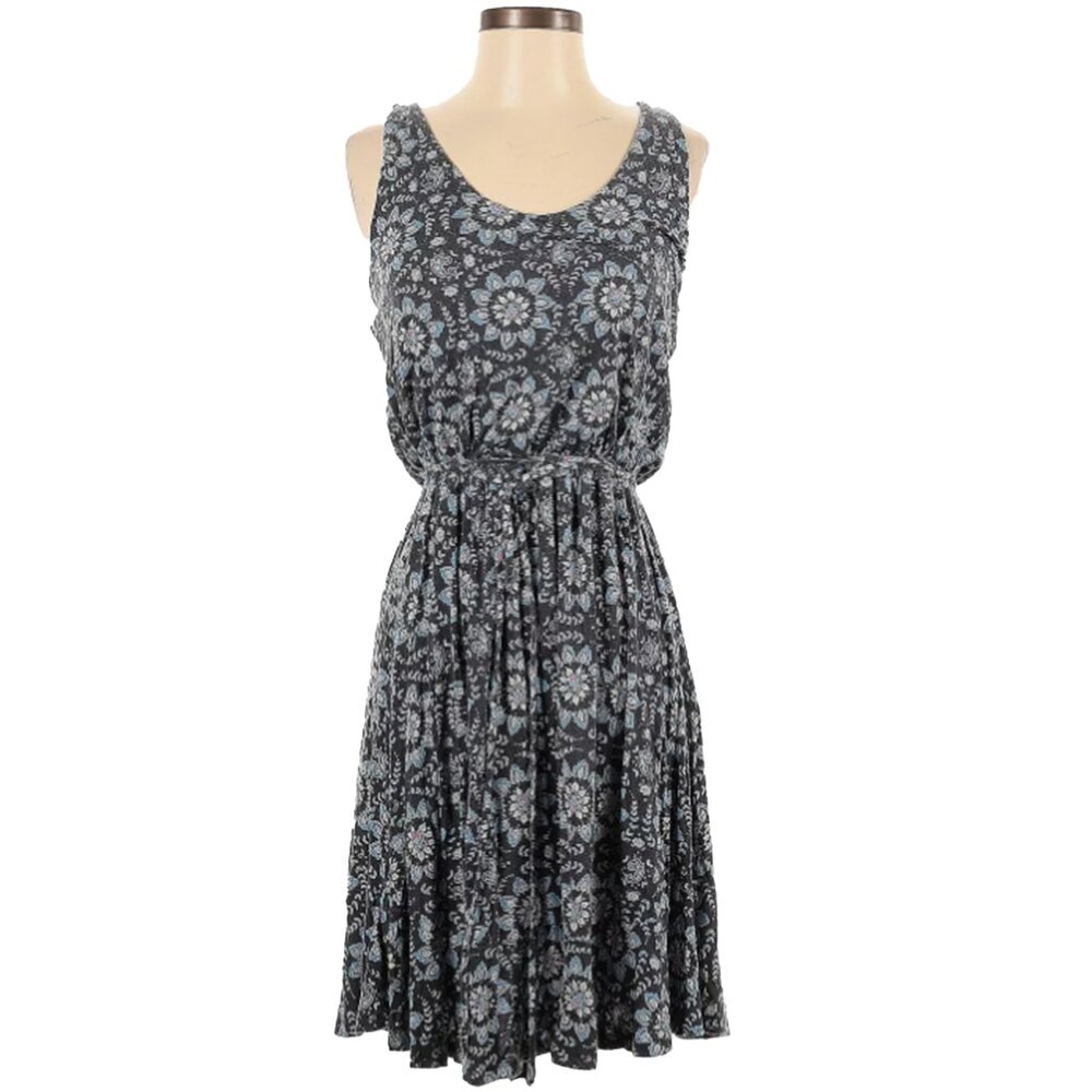 Ann Taylor LOFT Floral Medallion Tie Waist Dress, Size L